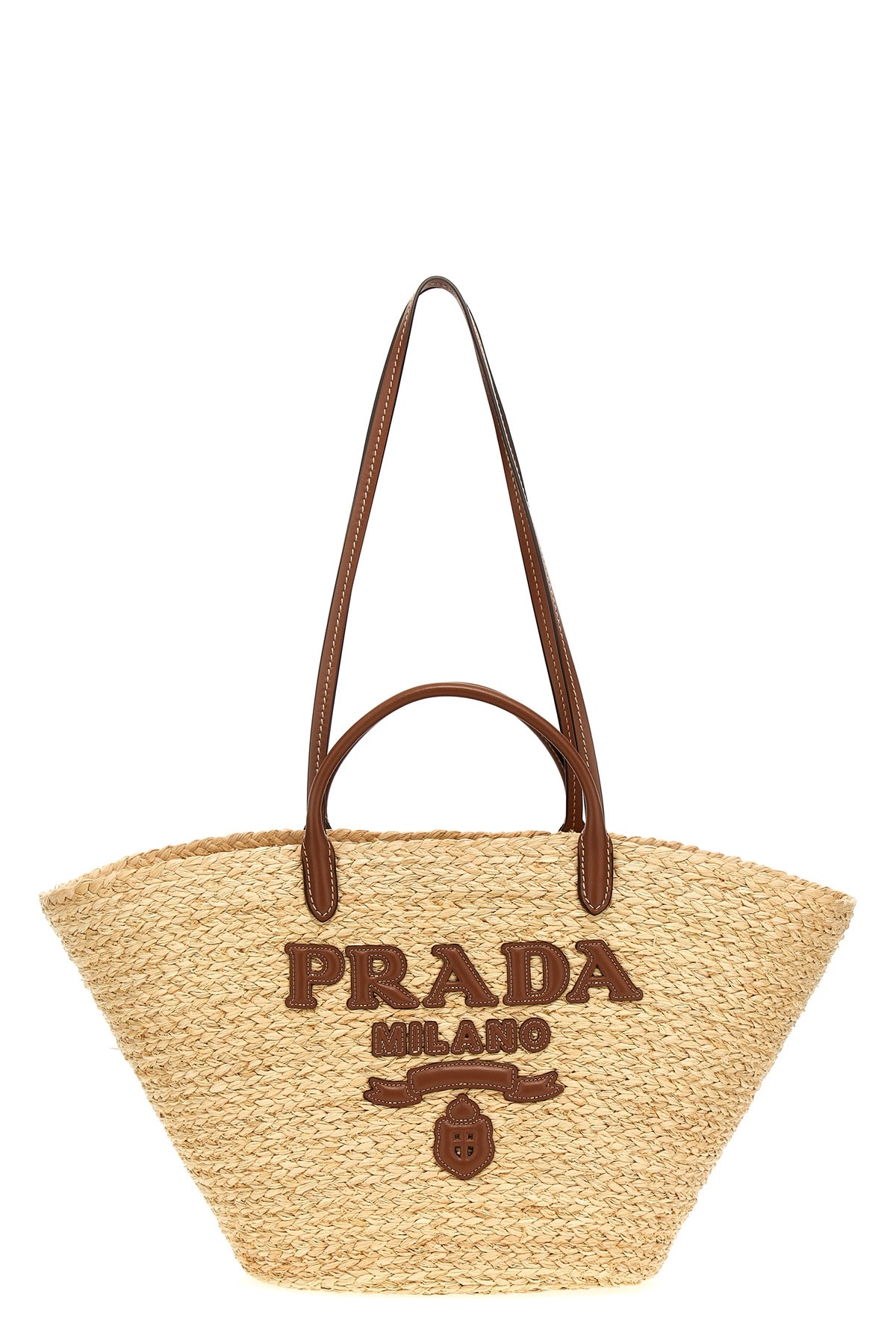 PRADA OS large raffia shopping bag