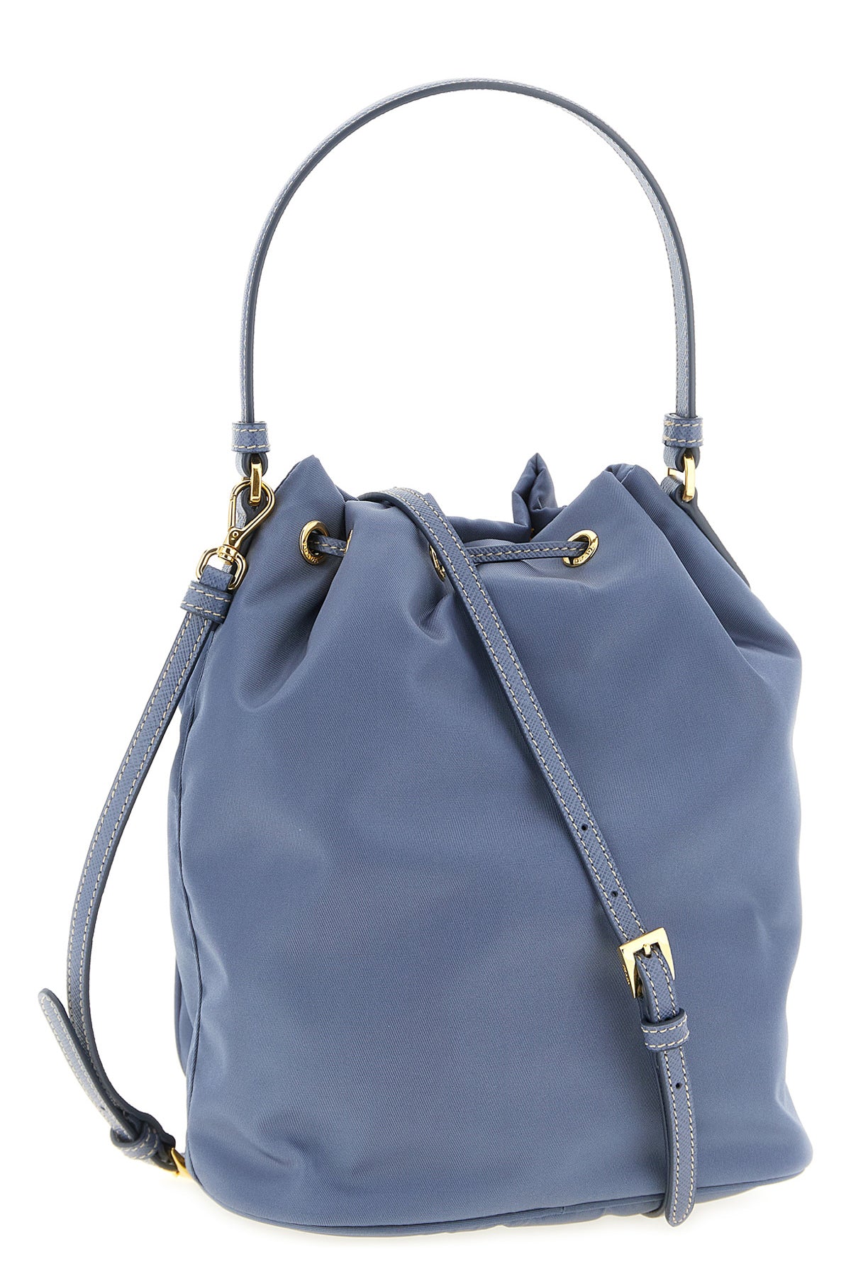 prada duet re-nylon and saffiano leather tone-on-tone bucket bag