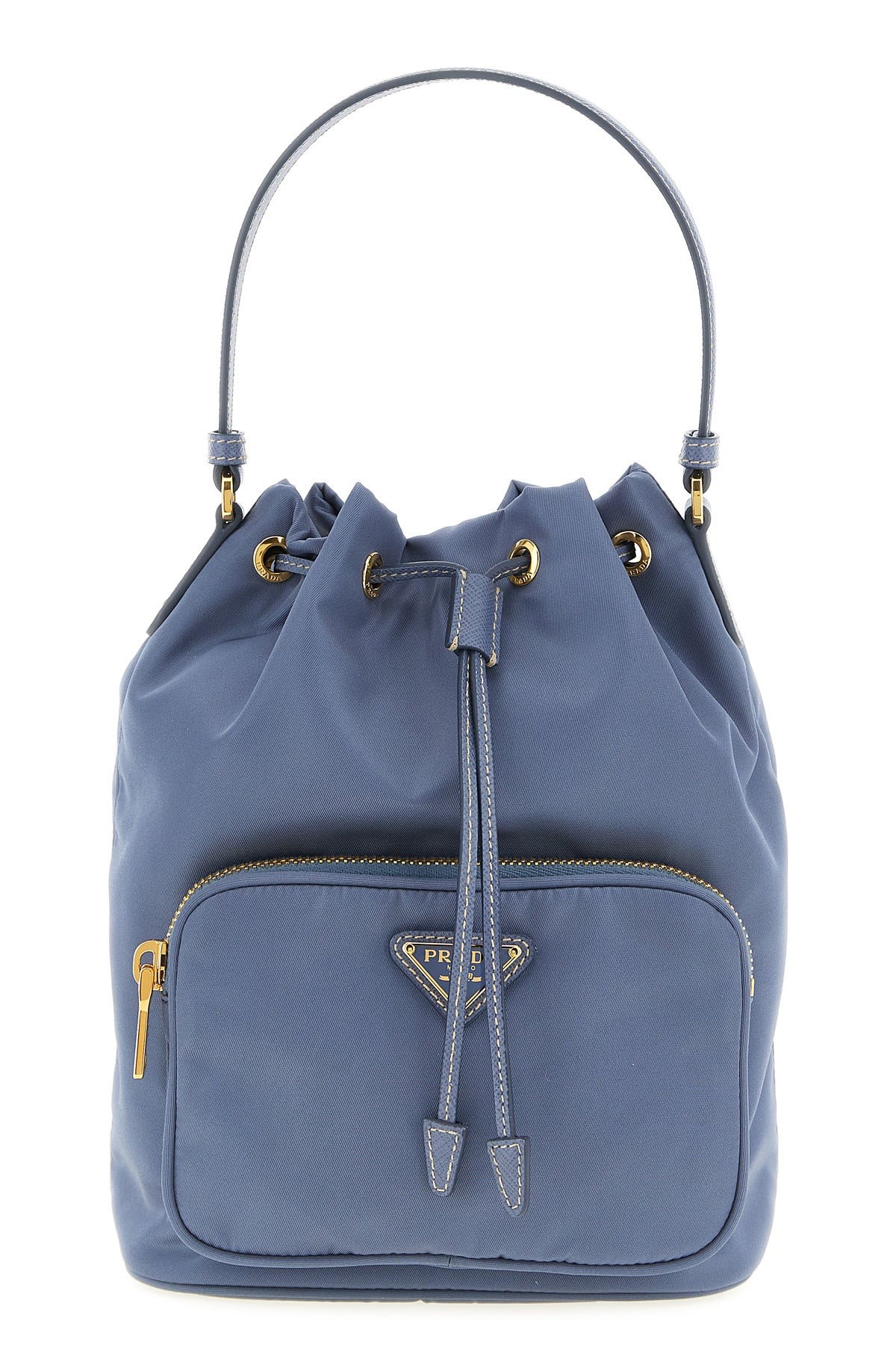 prada duet re-nylon and saffiano leather tone-on-tone bucket bag