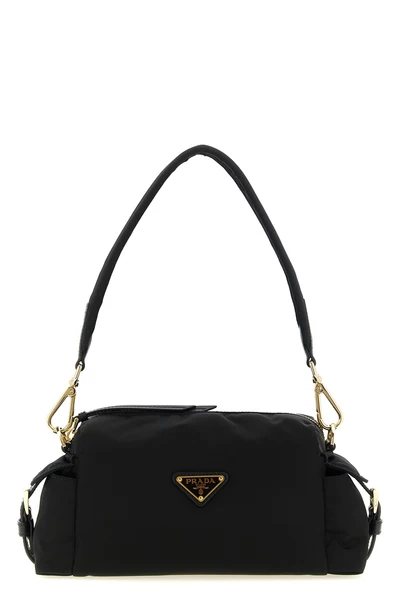 the prada re-nylon and calf leather crossbody bag blends the brands heritage