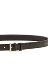 the prada antique nappa leather belt has a linear and rigorous design