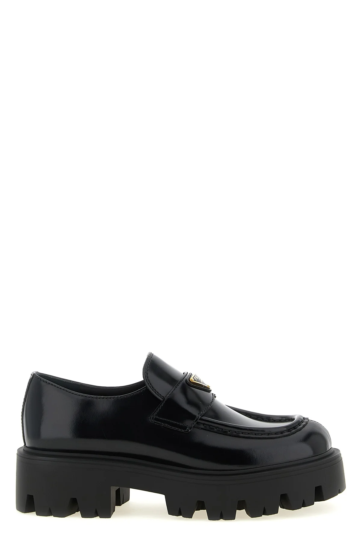 PRADA 36 the prada black brushed leather loafers redefine the codes of classic footwear t