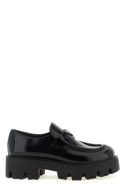 the prada black brushed leather loafers redefine the codes of classic footwear t