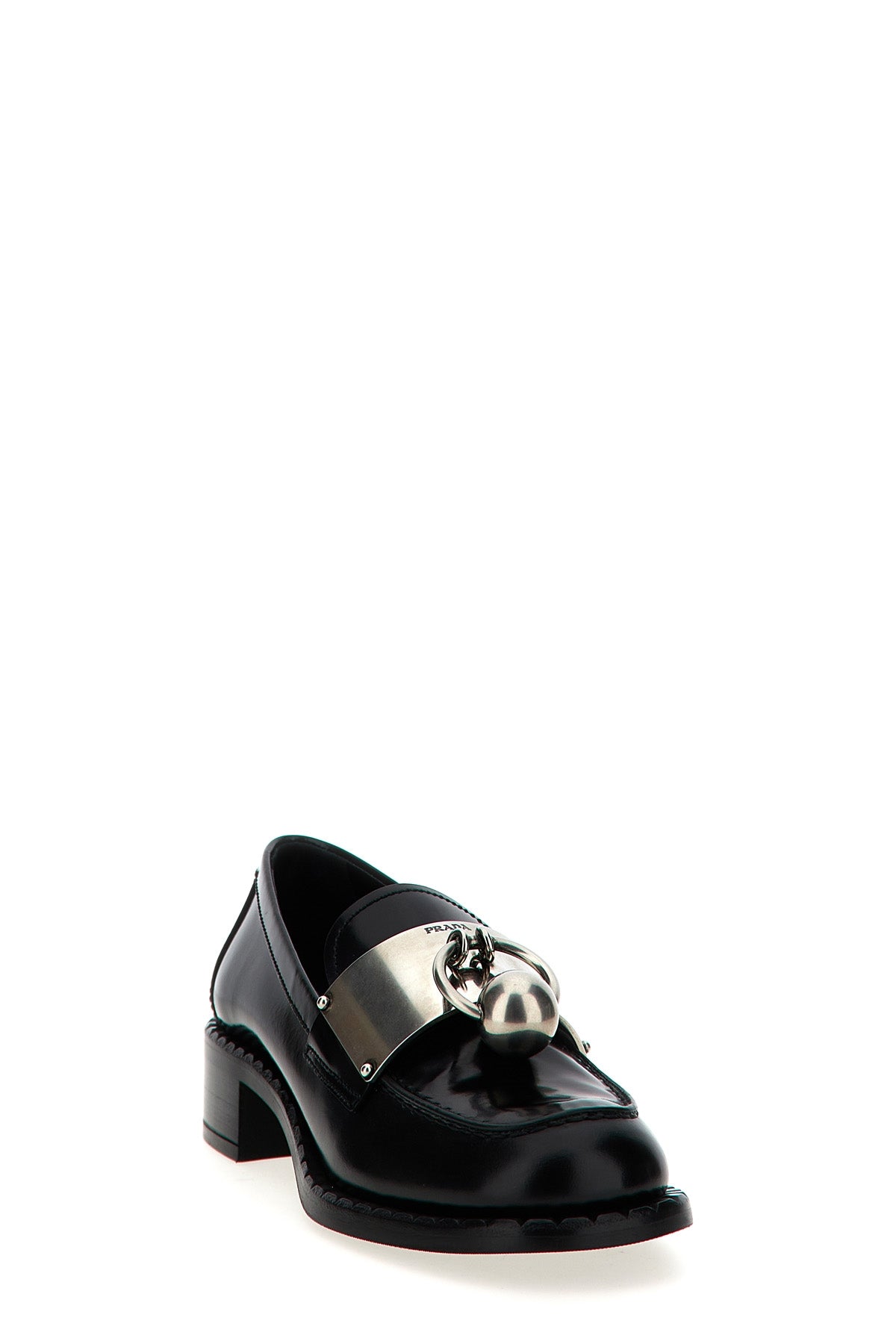 PRADA 37 smoked brushed leather loafers
