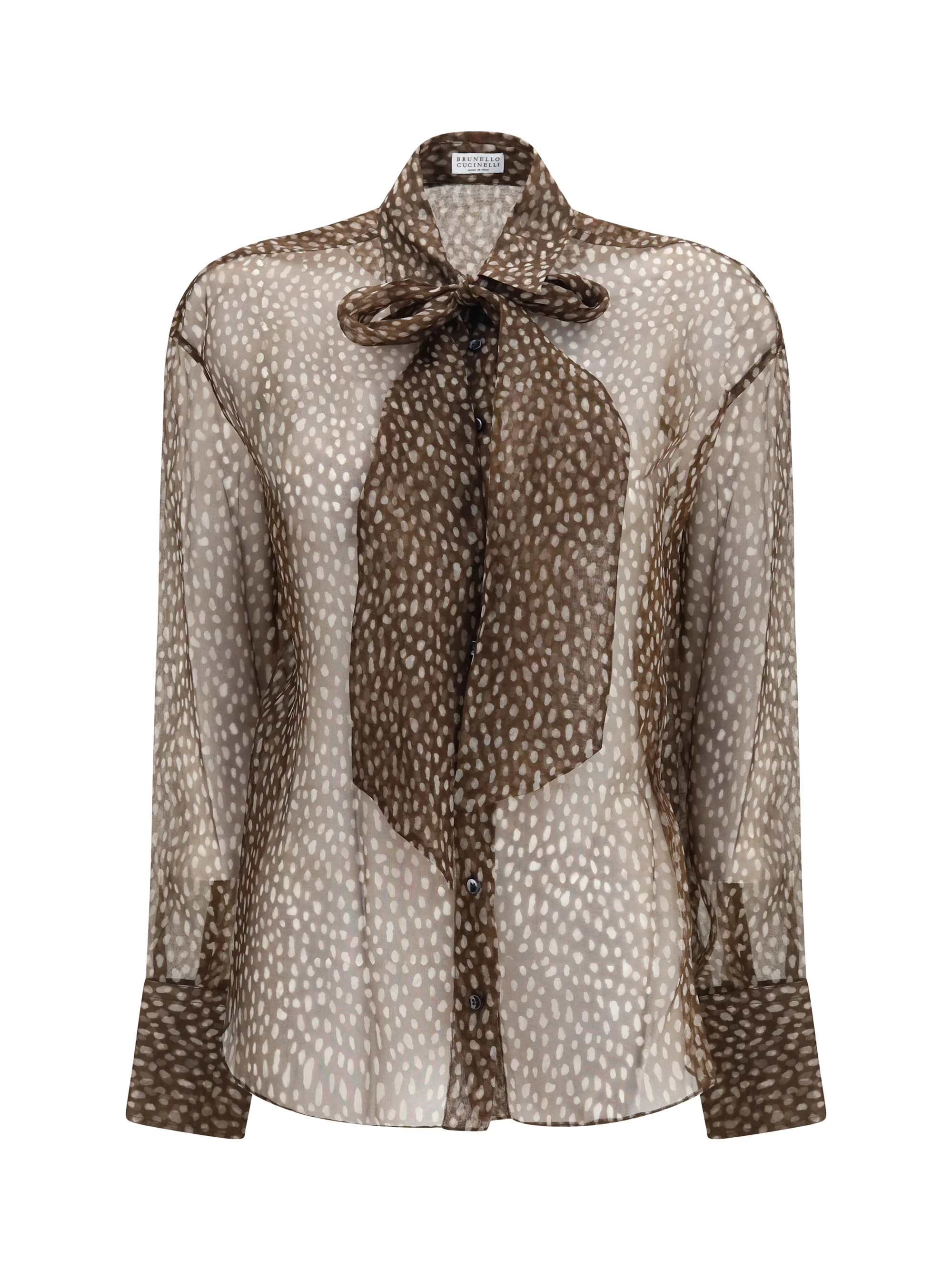 BRUNELLO CUCINELLI L dapple silk organza shirt with neck tie