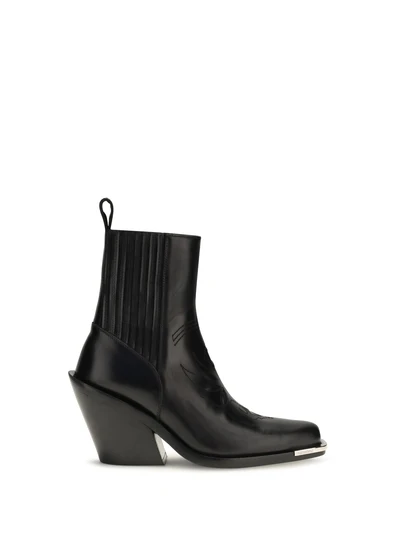 leather cowboy ankle boots