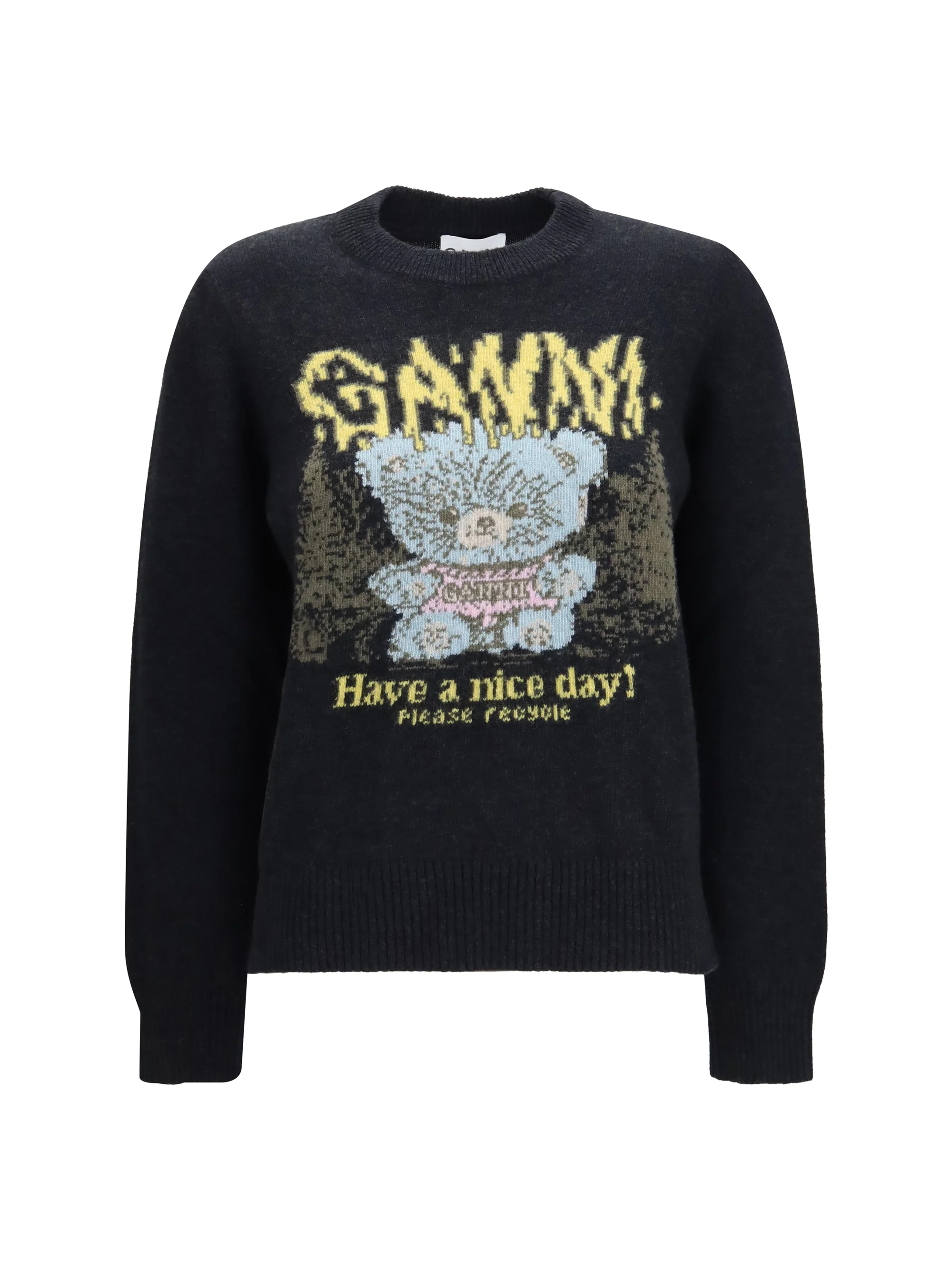 GANNI M wool sweater forest teddy