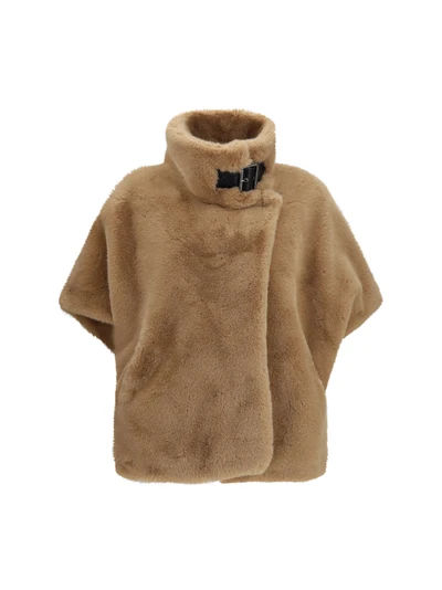 faux fur jacket with buckle