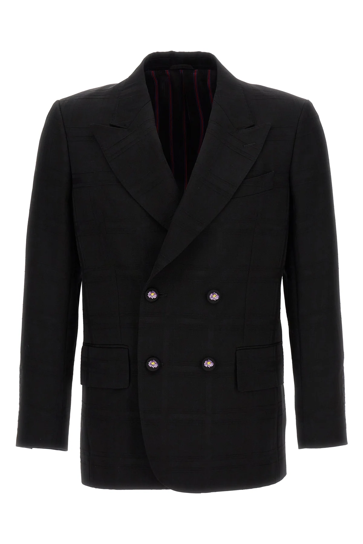 ETRO 50 check double-breasted wool blazer