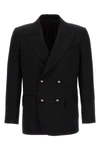 check double-breasted wool blazer