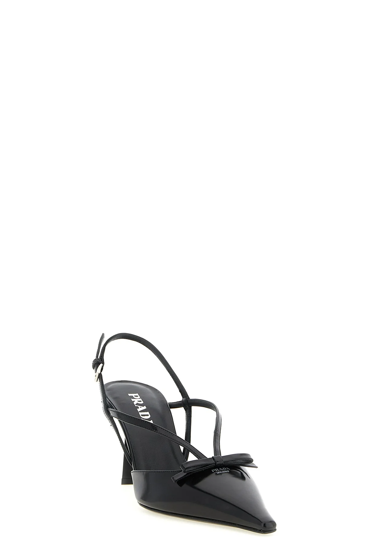 prada brushed leather slingback pumps feature a pointed tapered silhouette