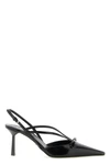 prada brushed leather slingback pumps feature a pointed tapered silhouette