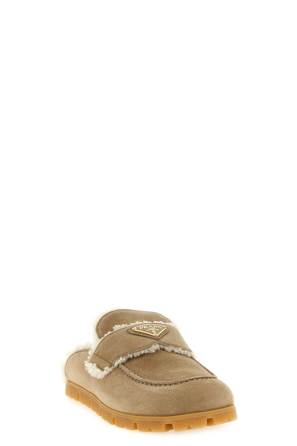 PRADA 36 the prada sabot in soft calf suede redefines the concept of slip-on footwear thr