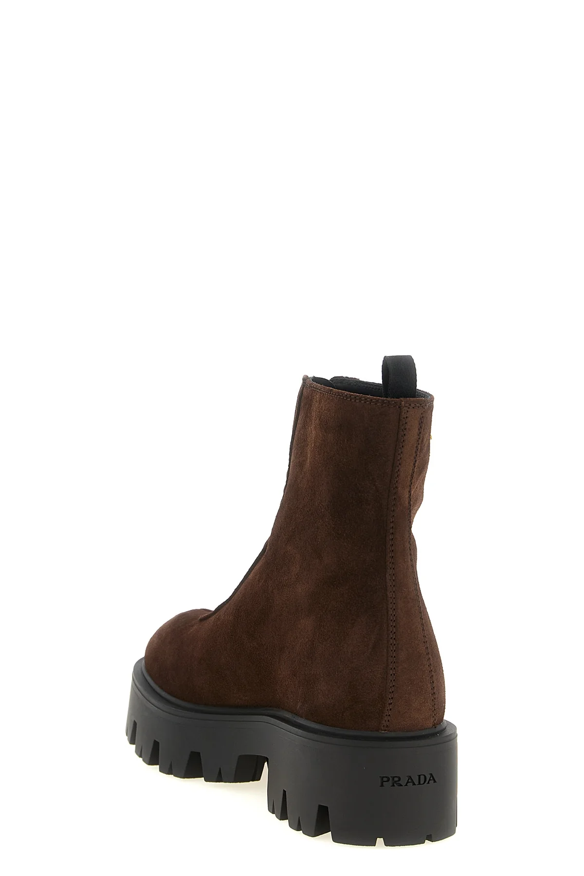 the prada ankle boot redefines the volumes of contemporary footwear through a st