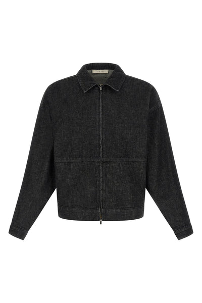 denim work jacket in cotton denim treated