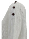 openwork sweater with shoulder buttons