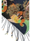 scarf in pure silk with fringes and beaded