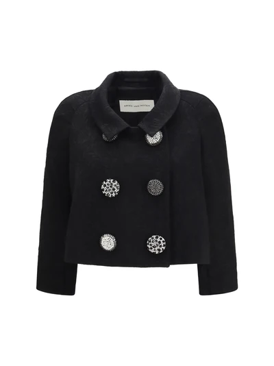 cropped jacket with jewel buttons
