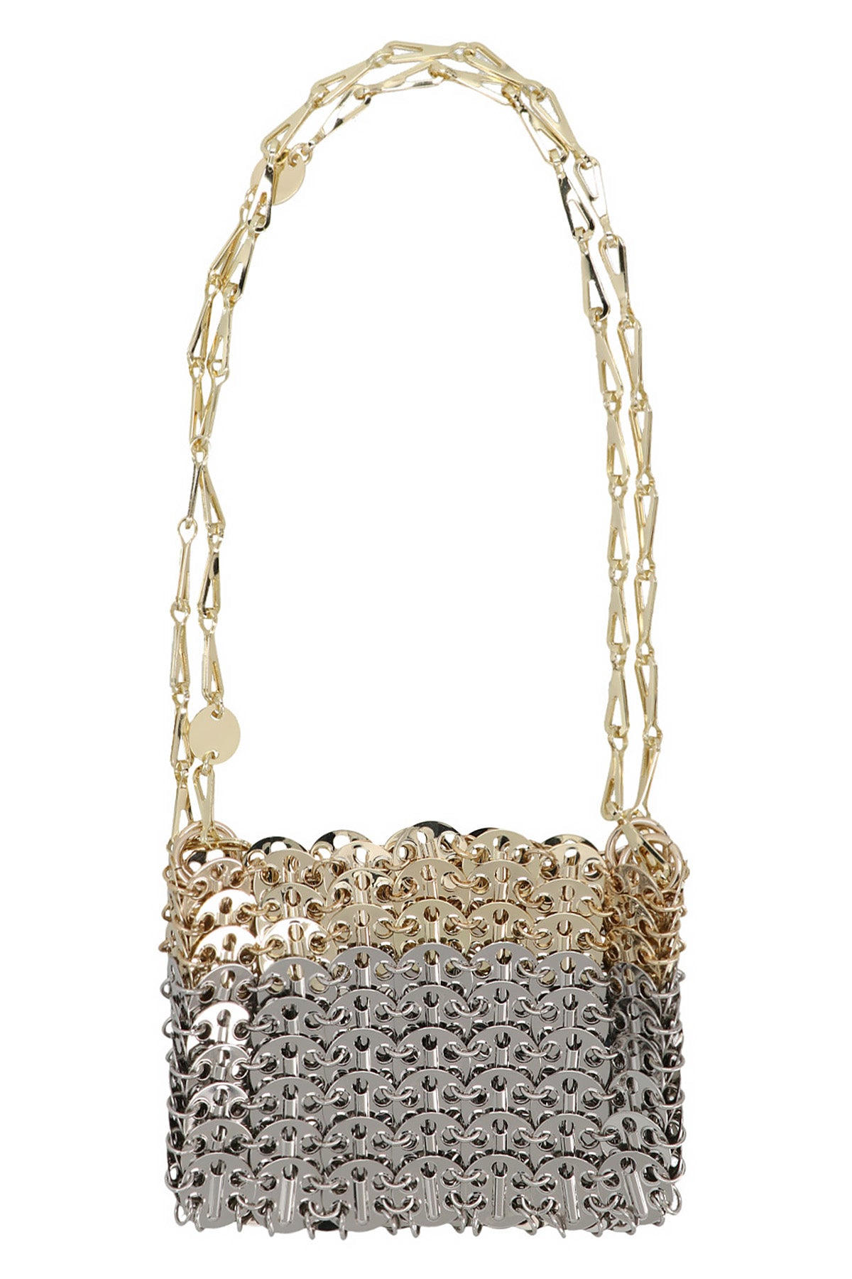 RABANNE OS 1969 nano plexiglas degrade shoulder bag in metal