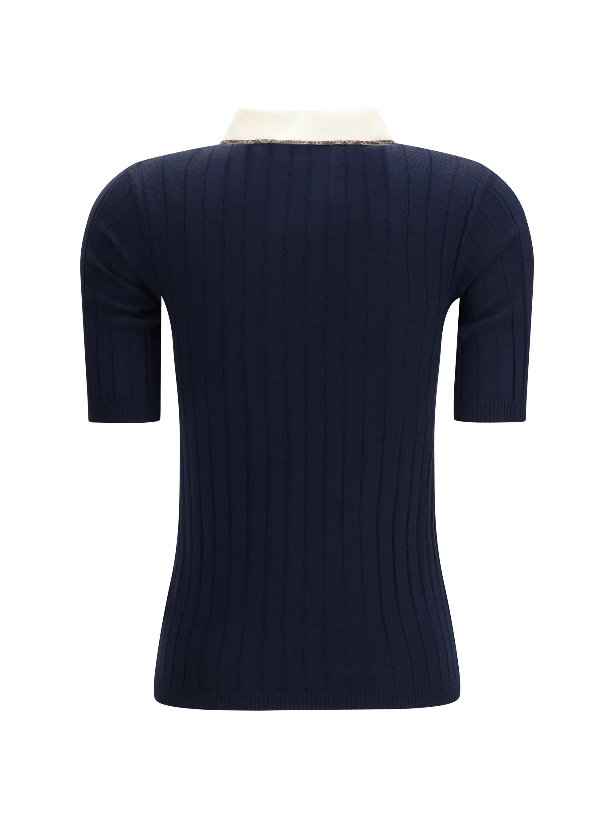 BRUNELLO CUCINELLI L short sleeve polo in virgin wool and cashmere with accessory detail
