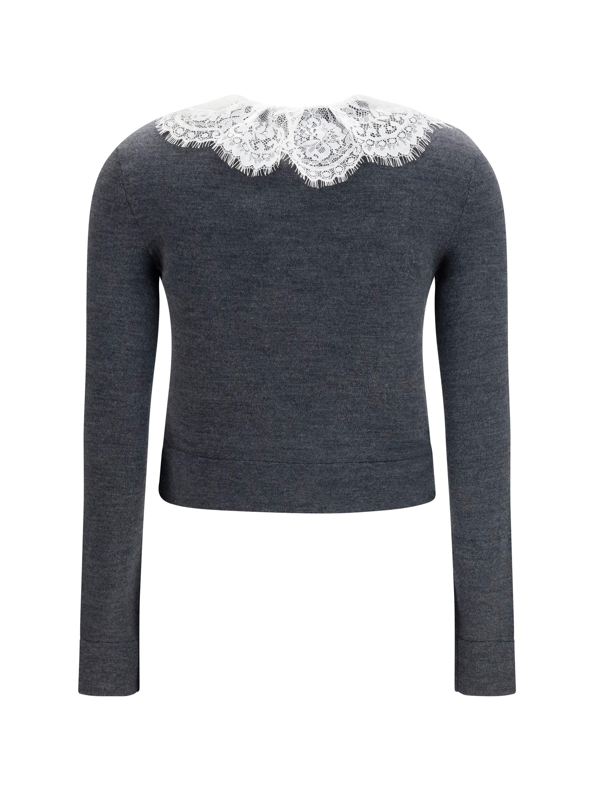 SELF-PORTRAIT L knit cardigan with lace collar