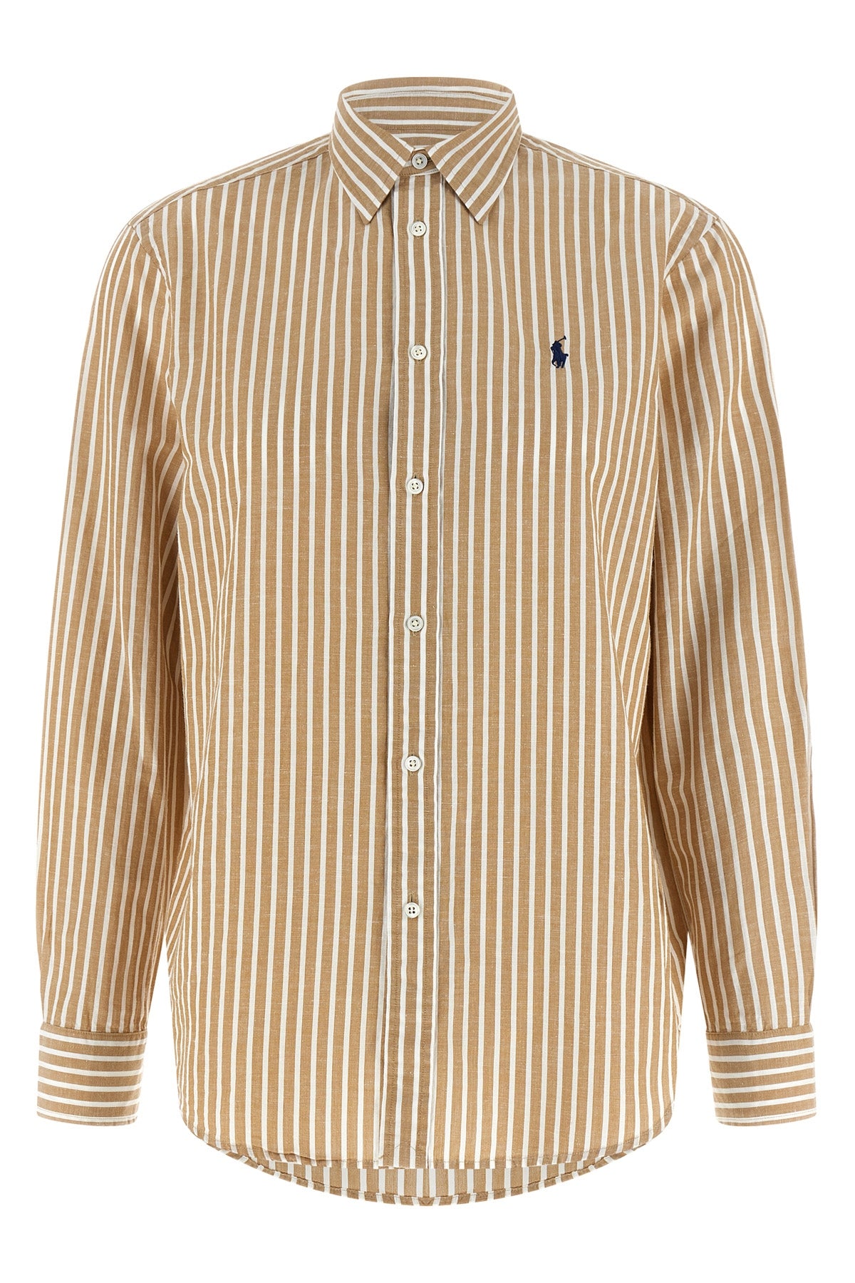 POLO RALPH LAUREN L striped cotton and linen blend shirt dyed in thread