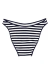 bikini bottoms in piqué striped technical fabric