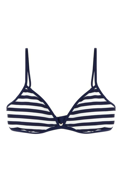 bikini top in striped pattern piqué technical fabric