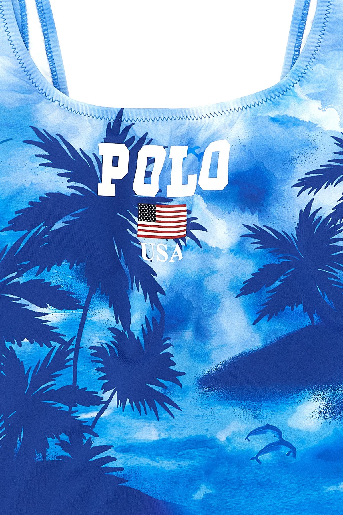 one-piece swimsuit in patterned technical fabric