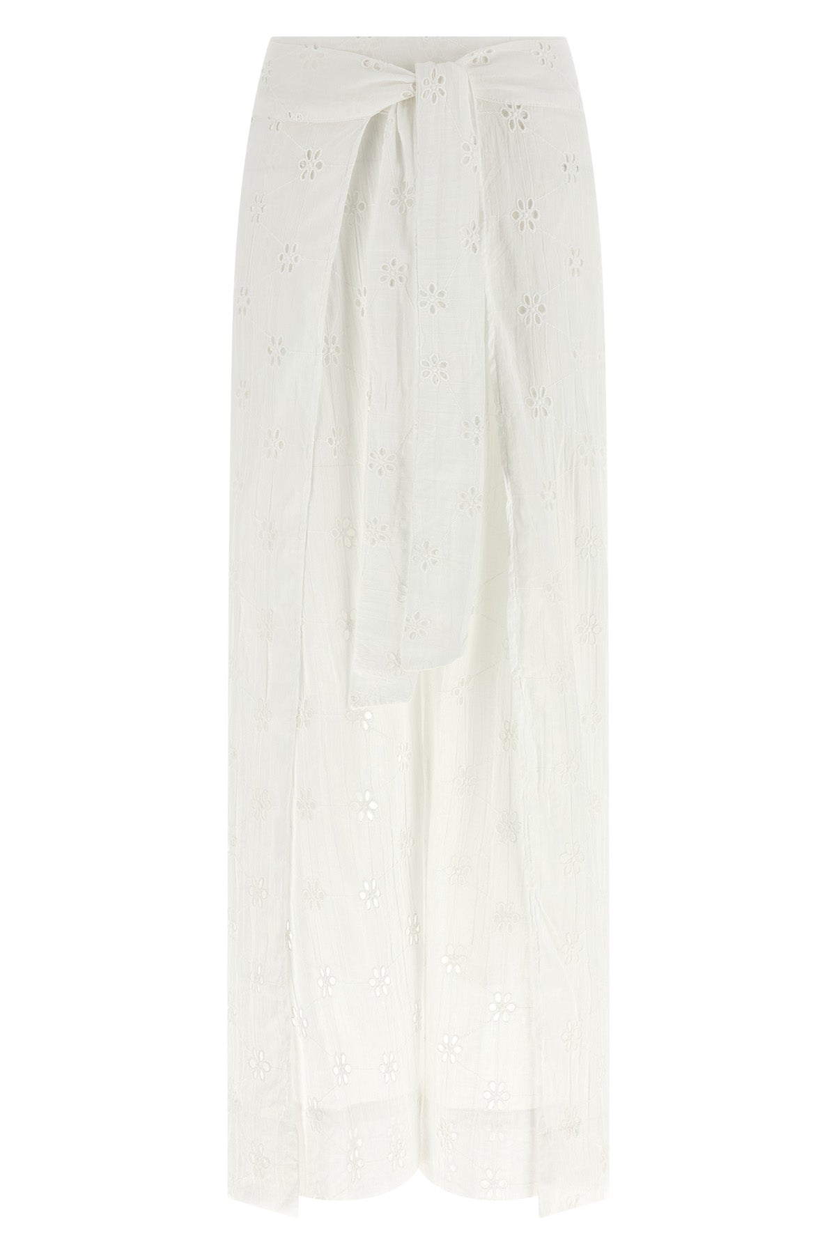 POLO RALPH LAUREN L wrap pants in embroidered and perforated cotton lace