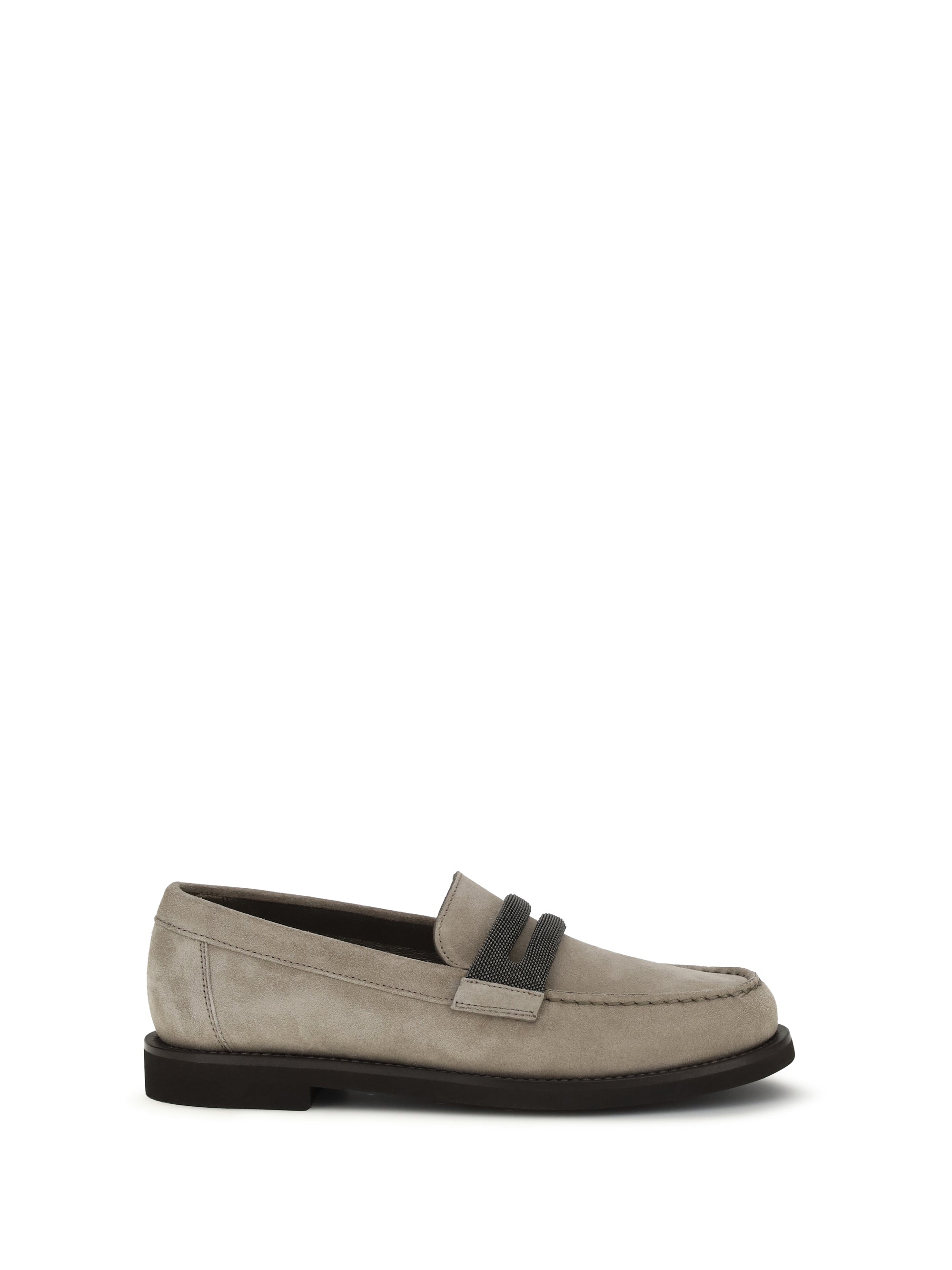 BRUNELLO CUCINELLI 36 penny loafers in suede with precious clamp