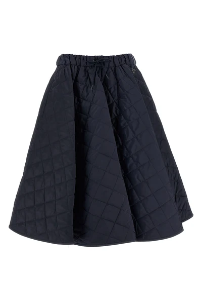 midi skirt in slightly padded quilted re-nylon