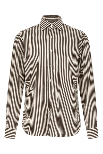 hand-stitched striped soft cotton poplin shirt