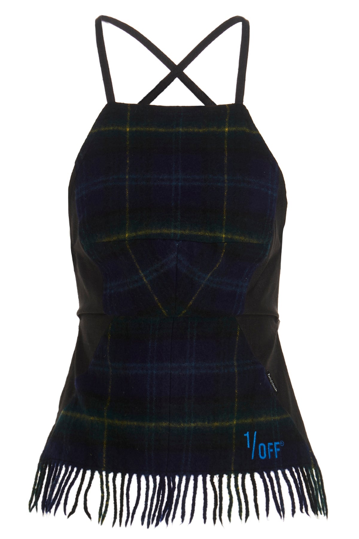 1/OFF S-M checked scarf tartan wool top