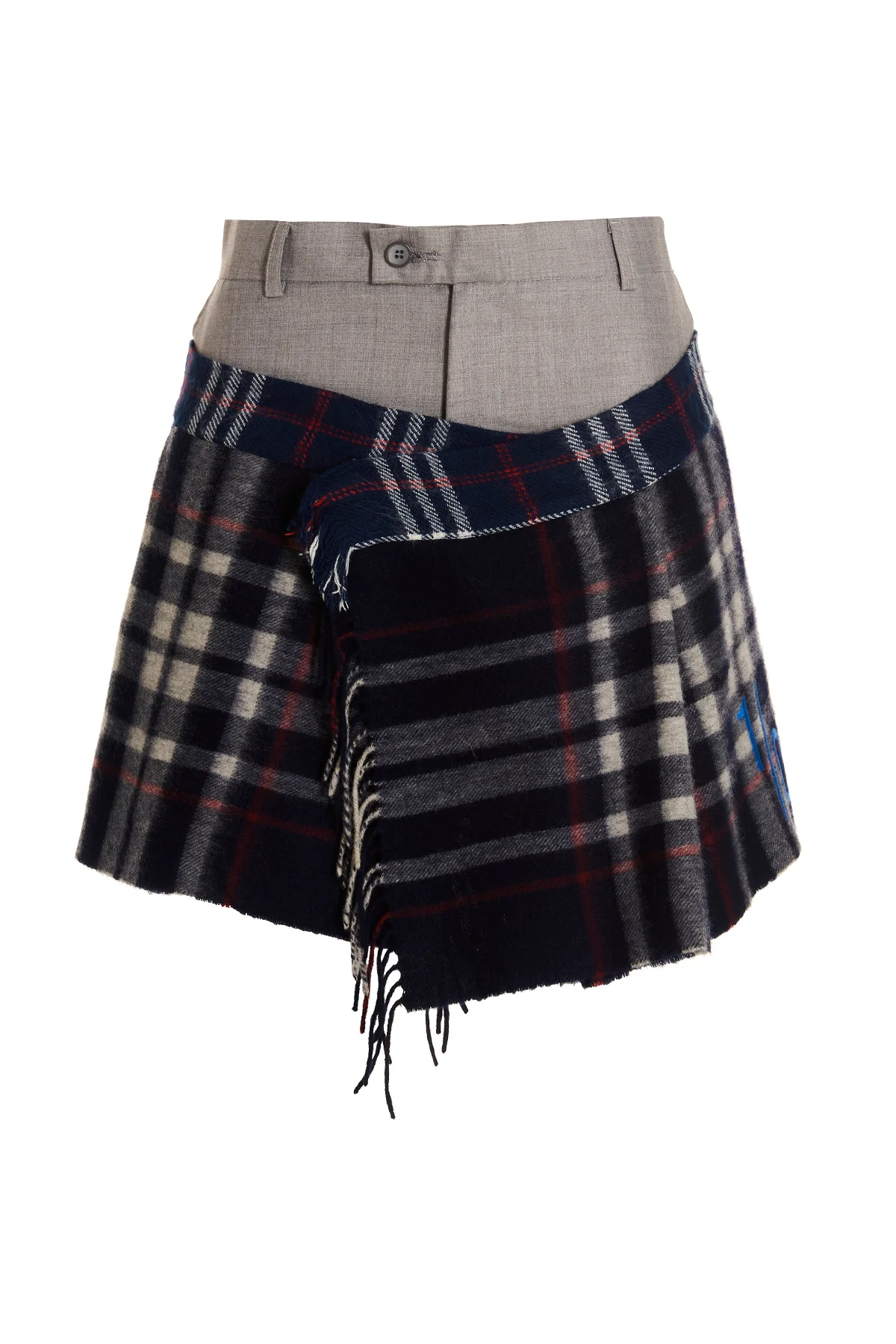 1/OFF S wool check scarf reworked skirt