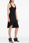infinty pleats a-line crêpe midi dress