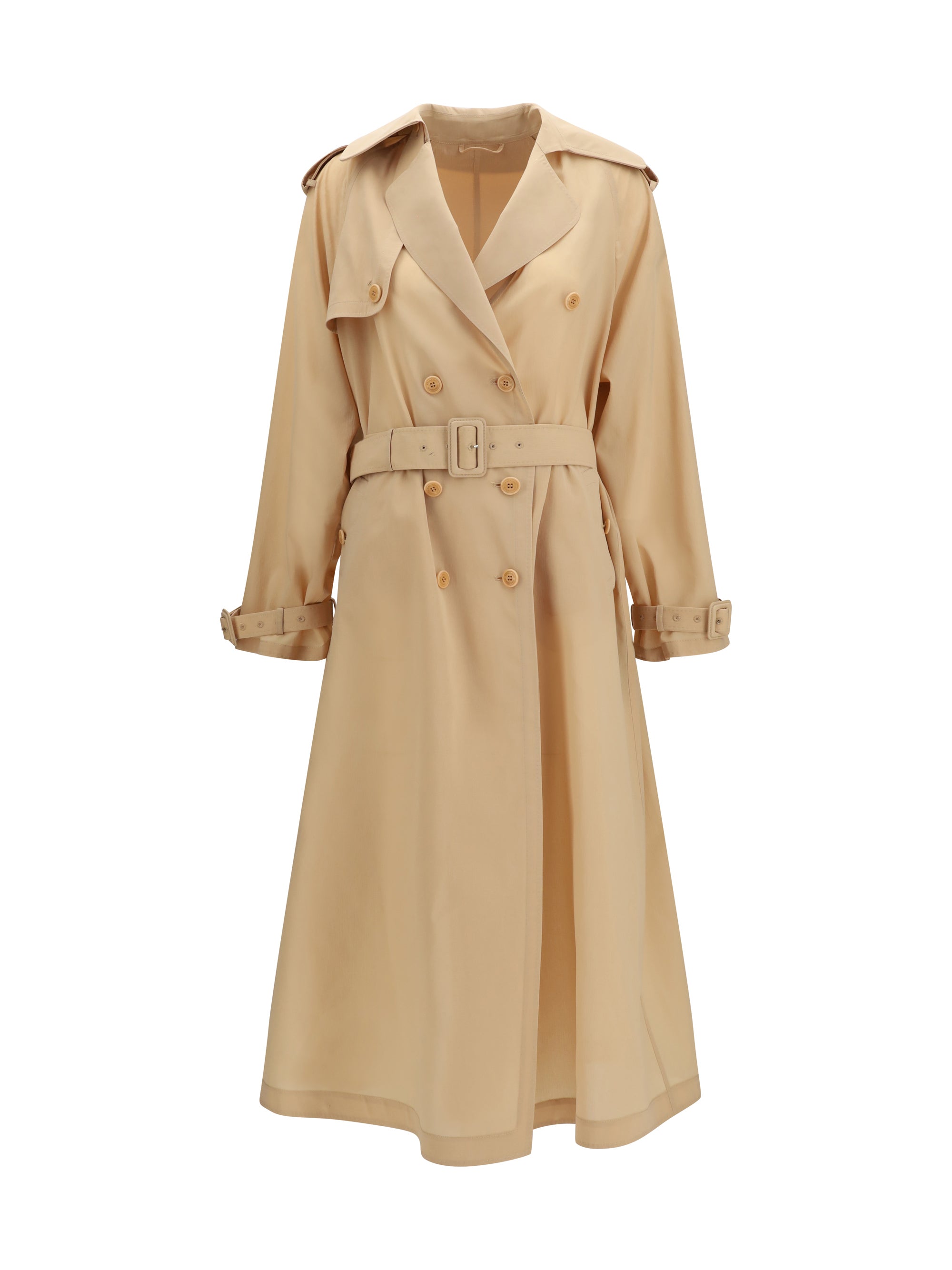ERMANNO SCERVINO 42 double-breasted trench in georgette bonded with silk chiffon
