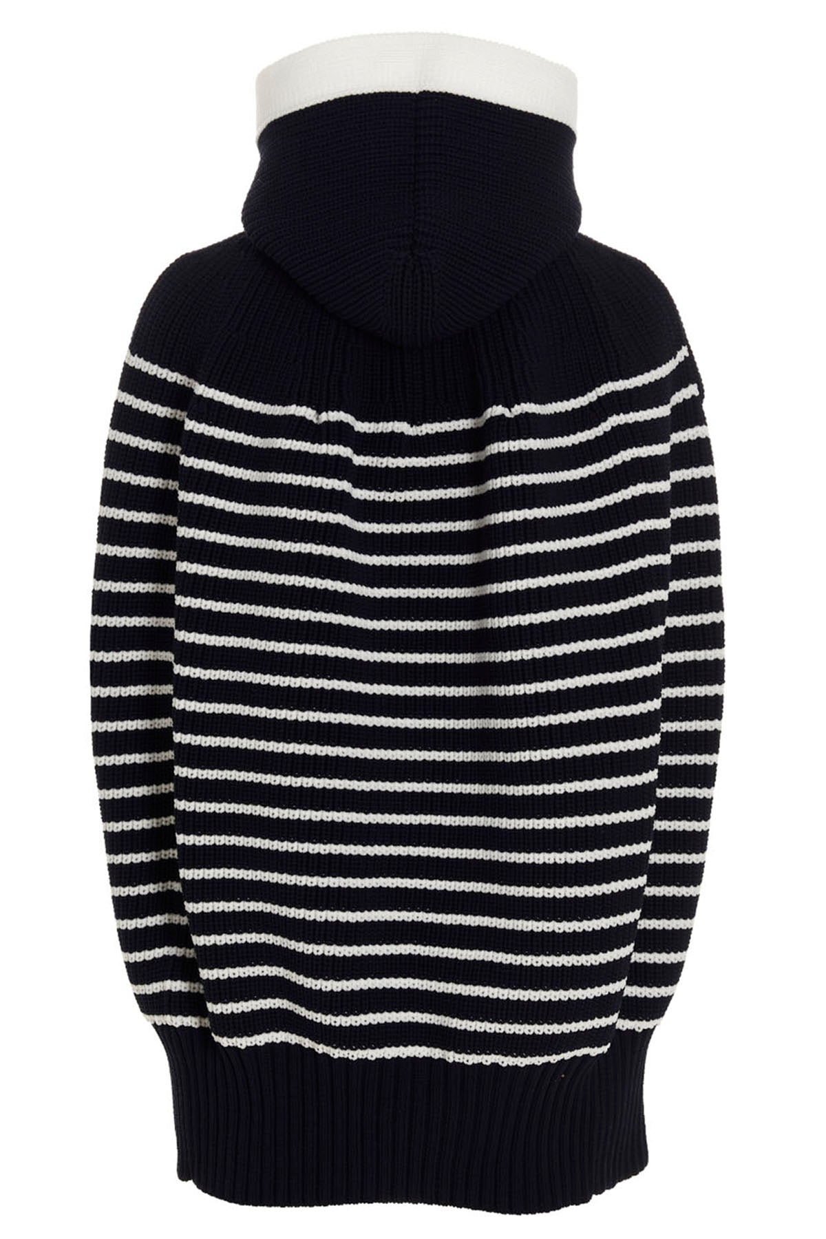 SACAI 2 striped knit hooded cape