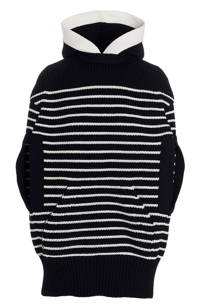 striped knit hooded cape