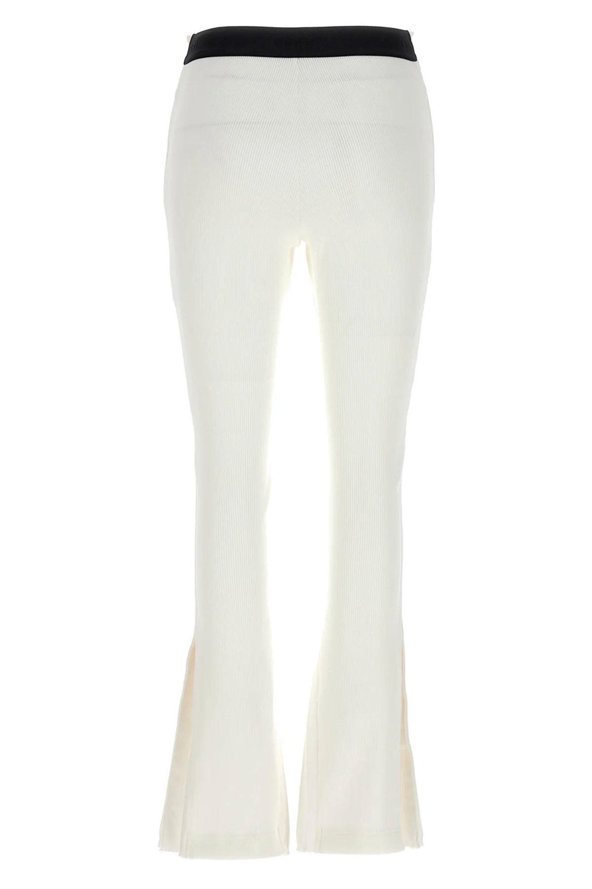 pleated cotton pants at the front and ribbed pants at the back