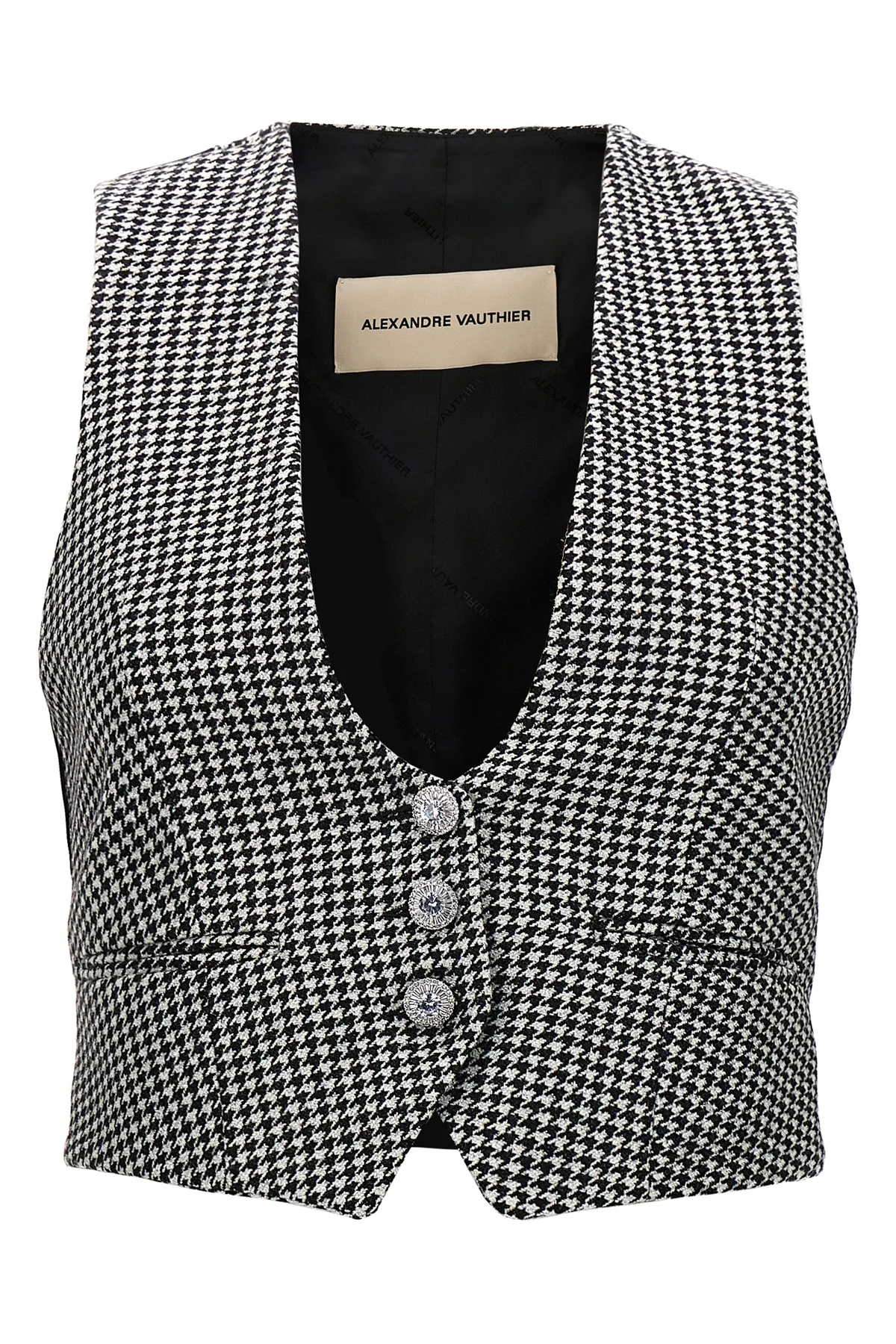 ALEXANDRE VAUTHIER 38 houndstooth wool blend waistcoat