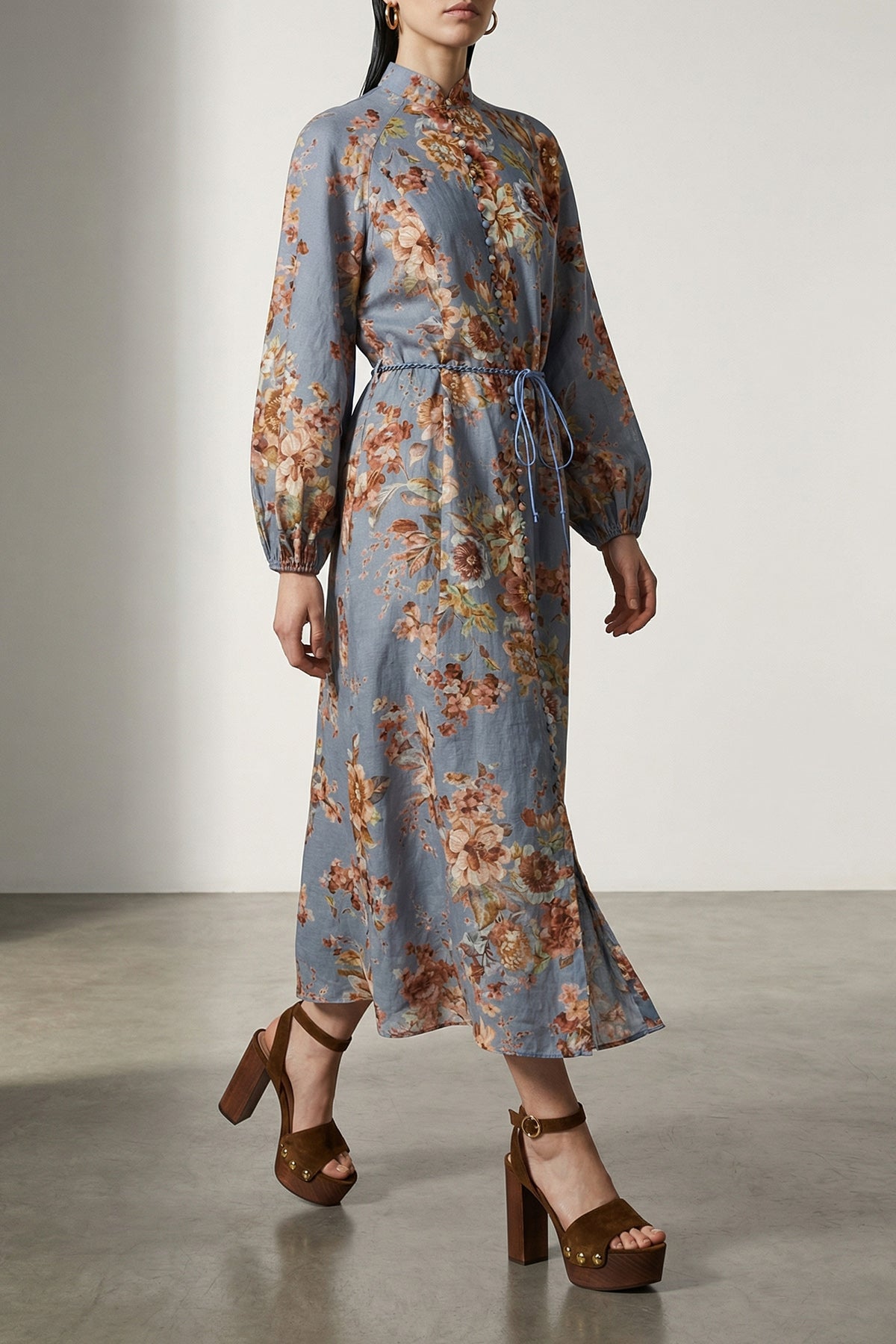 ZIMMERMANN 0 long awaken floral print linen dress