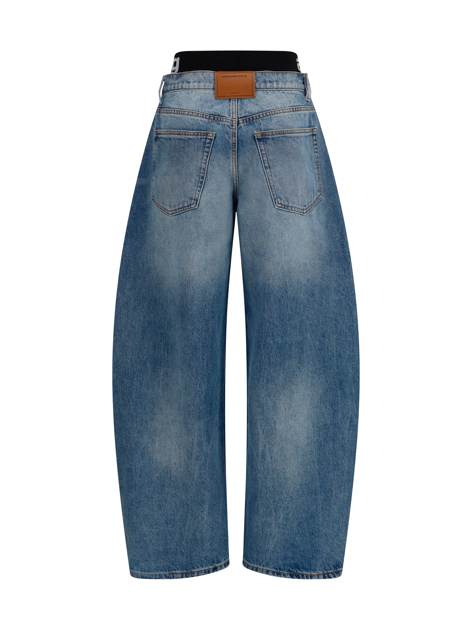 ALEXANDER WANG 24 layered belt logo-waist jeans