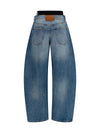 layered belt logo-waist jeans