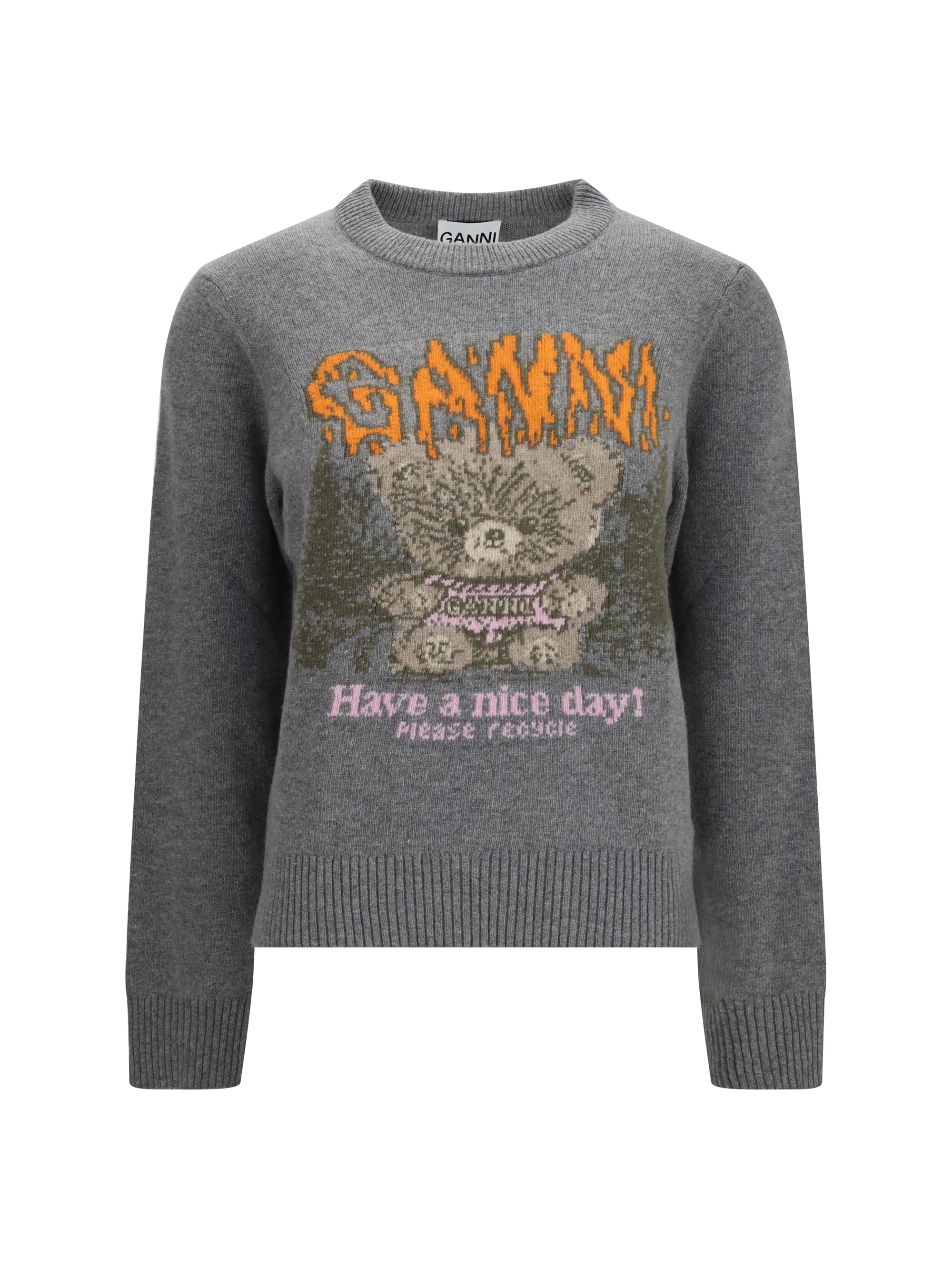 GANNI M teddy wool crewneck sweater