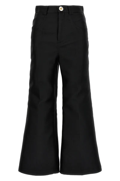 cropped silk blend pants