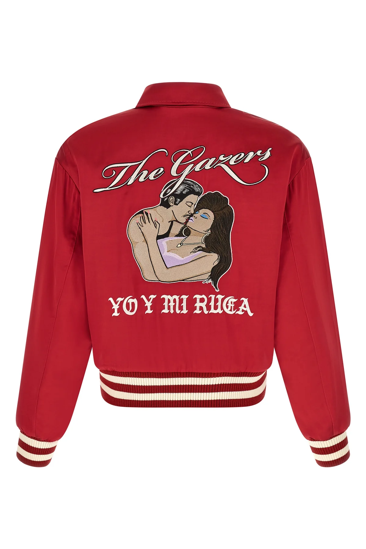 SECOND/LAYER 48 aces satin club shiny viscose satin bomber jacket
