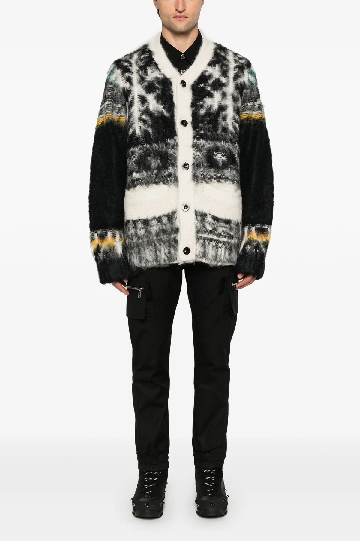SACAI 2 patterned sweater in alpaca blend