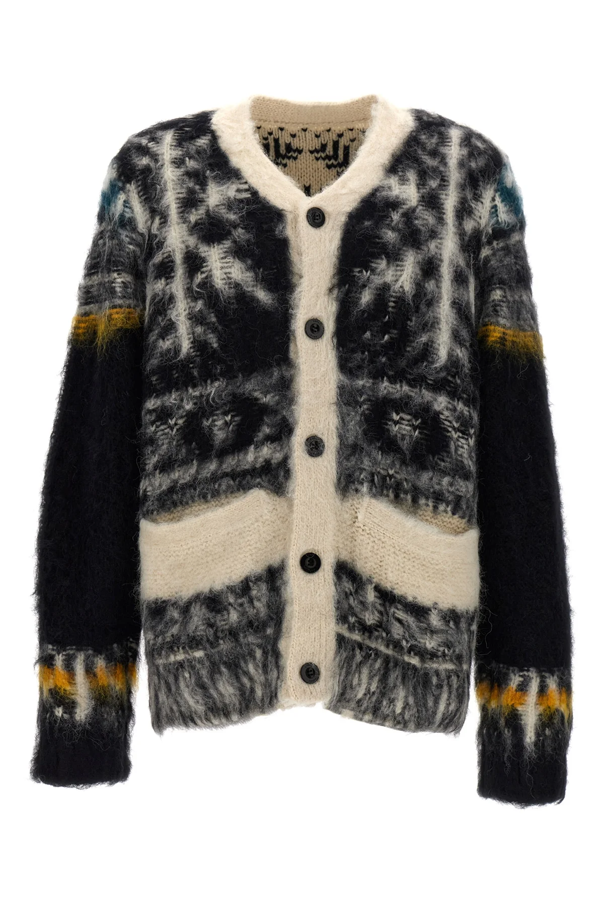 SACAI 2 patterned sweater in alpaca blend