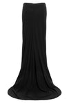 asymmetric long skirt in a stretch fabric